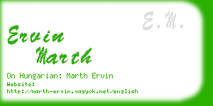 ervin marth business card